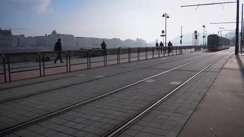 Arriving tram in Budapest, Hungary Stock Footage 70969743