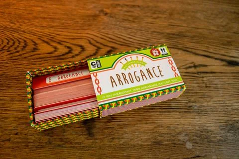 Arrogance is a fun game by Ginger Fox Games Stock Photos