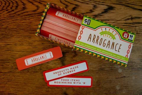 Arrogance is a fun game by Ginger Fox Games Stock Photos