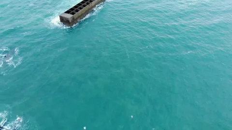 Arromanches les Bains D-Day landing site Cap Manvieux cliffs and Gold Beach.. Stock Footage 341883222