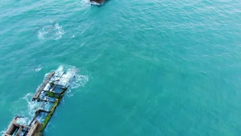 Arromanches les Bains D-Day landing site Cap Manvieux cliffs and Gold Beach.. Stock Footage 341883279