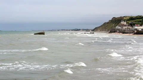Arromanches-les-Bains, Normandy beach, France Stock Footage 41571370