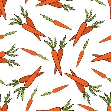 ?arrot seamless pattern. Vegetable food background. Carrot vector print for k Stock Illustration