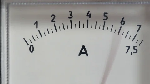Arrow of ammeter sharply deviates when voltage is turned on electrical device 스톡 동영상 126221049