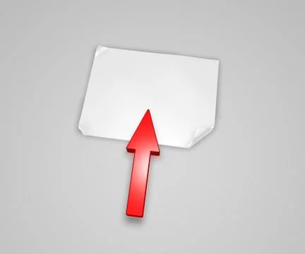 Arrow and blank paper sheet - 3d illustration Illustrazione stock