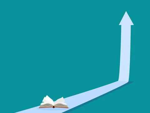 Up arrow and book. The concept of learning growth. vector illustration 스톡 일러스트