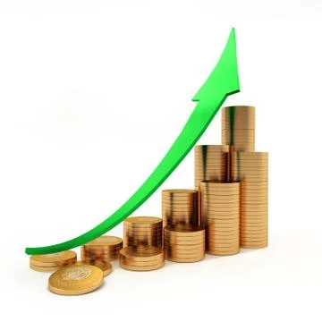 Arrow and coins Stock Illustration