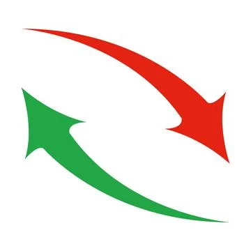 Up arrow and down arrow with bulge. vector. Stock Illustration