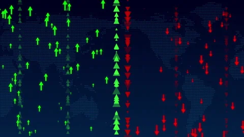 Arrow Up and Down with World Map Stock Footage 249712938