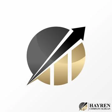 Arrow up and graph bar chart on circle. Related to business increase progress Stock-Illustration
