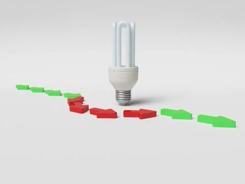 Arrow and lightbulb Stock Illustration