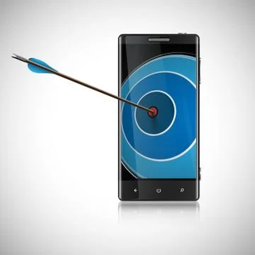 An arrow and a mobile phone, vector. Stock Illustration