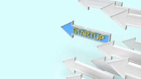 Arrow and startup 3d rendering for abstract  content. Stock Illustration