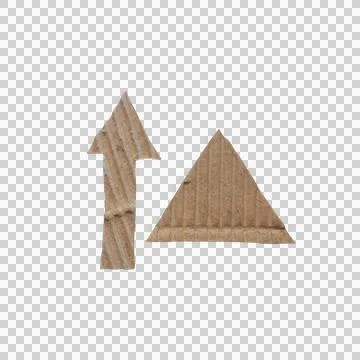 An arrow and triangle shape cut out from brown corrugated cardboard paper m.. Stock Photos