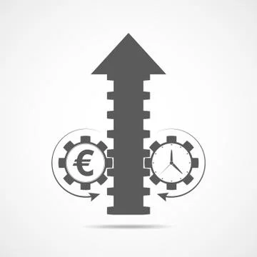 Up arrow and two gears. Vector illustration Stock Illustration