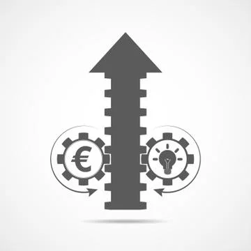 Up arrow and two gears. Vector illustration Stock Illustration