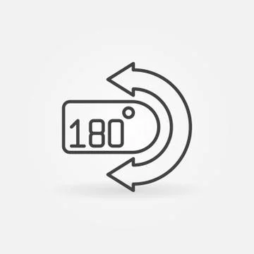 Arrow with Angle 180 degrees outline vector concept icon Stock Illustration