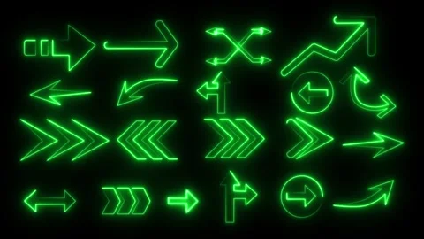 Arrow animation. Set of glowing neon arrows animation. Glowing neon arrow p.. Stock Footage 252018319