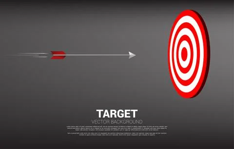 Arrow archery move direct to hit the center of dartboard . Business Concept o Stock Illustration