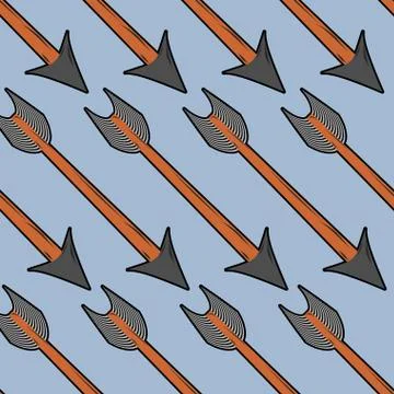 Arrow archery seamless pattern. Lot of wooden arrows. Cupids bow arrow for or 库存插图