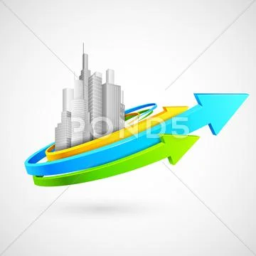 Arrow Around Building Stock Illustration