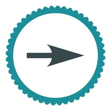 Arrow Axis X flat soft blue colors round stamp icon Stock Illustration