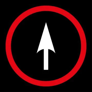 Arrow Axis Y flat red and white colors rounded vector icon Stock Illustration
