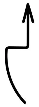 Arrow bent at right angles to the left, right and up. Vector illustration. Stock Illustration