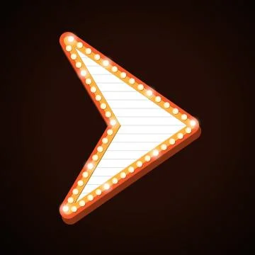 Arrow billboard retro light frames theater sign Stock Illustration