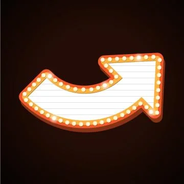 Arrow billboard retro light frames theater sign Stock Illustration