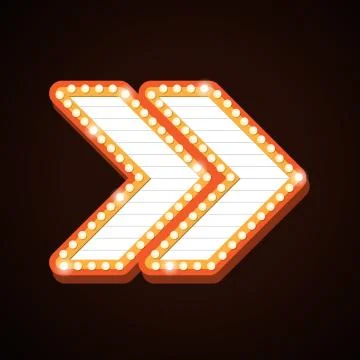 Arrow billboard retro light frames theater sign Stock Illustration