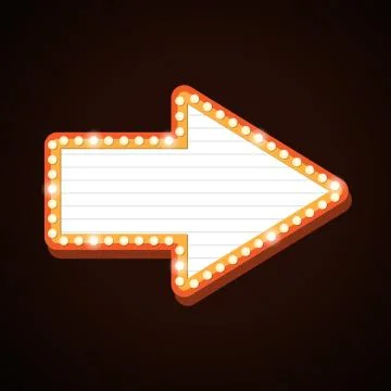 Arrow billboard retro light frames theater sign Stock Illustration