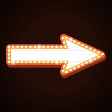 Arrow billboard retro light frames theater sign Stock Illustration