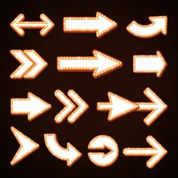 Arrow billboard retro light frames theater sign Stock Illustration