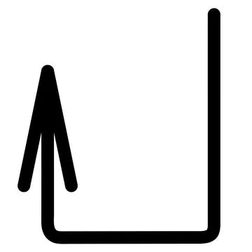 Arrow. Black arrow bent at right angle to left and up. Hand drawn sign. 스톡 일러스트