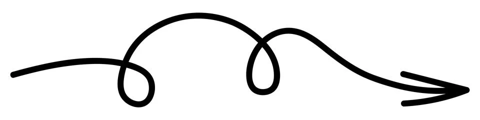 Arrow. Black arrow pointer with two curled loops. Vector illustration. Illustrazione stock