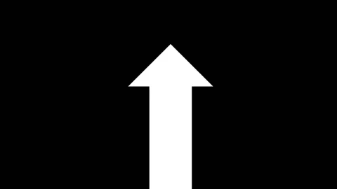 Up arrow on black background, transition mask Stock Footage 172067178