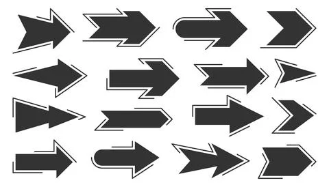 Arrow blank sign navigation button black flat set Stock Illustration