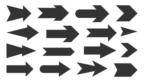 Arrow blank sign navigation stamp black flat set Stock Illustration