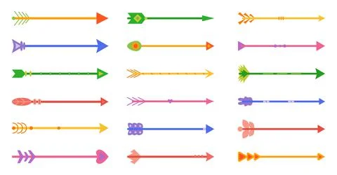 Arrow bow colored vector set for postcards Stock Illustration