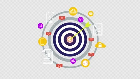 Arrow bow put on middle pad explain for archive target for online communication. 스톡 동영상 266957485