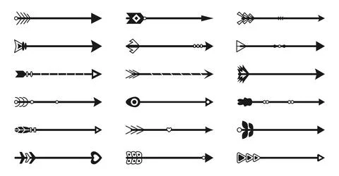 Arrow bow vector flat black set for hipster archer Stock Illustration