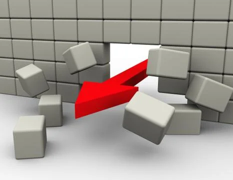 Arrow breaking wall Stock Illustration
