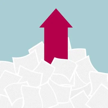 The arrow broke through the heap of documents. Stock Illustration