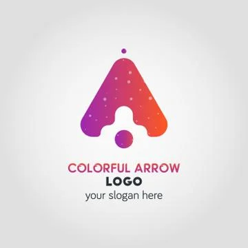 Up Arrow Business Logo Template Using Double Exposure Effect Between Colorful Illustration
