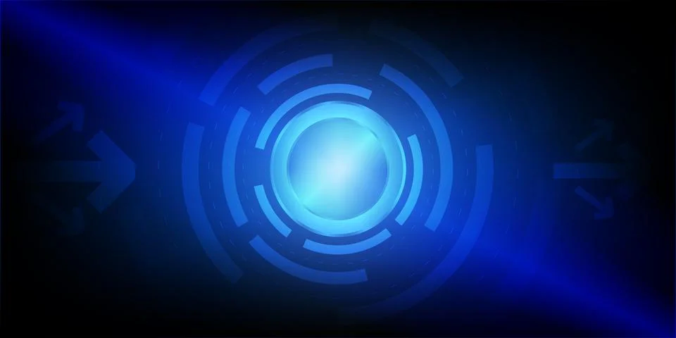 Arrow with button blue technology concept. Stock Illustration