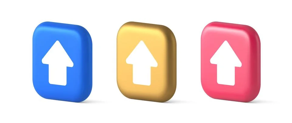 Arrow up button directional pointer cyberspace cursor 3d realistic icon Stock Illustration