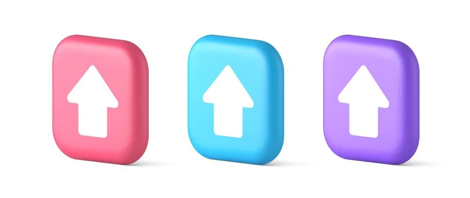 Arrow up button directional pointer cyberspace cursor 3d realistic speech bub Stock Illustration