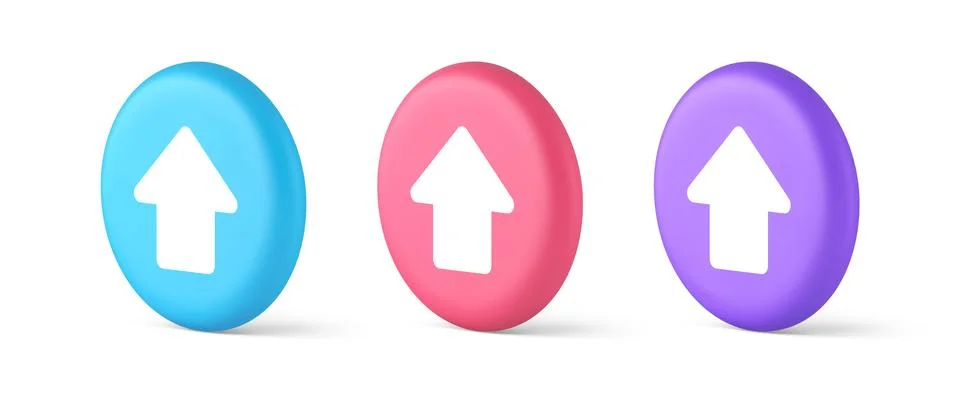 Arrow up button directional pointer cyberspace cursor 3d realistic blue pink  イラスト素材