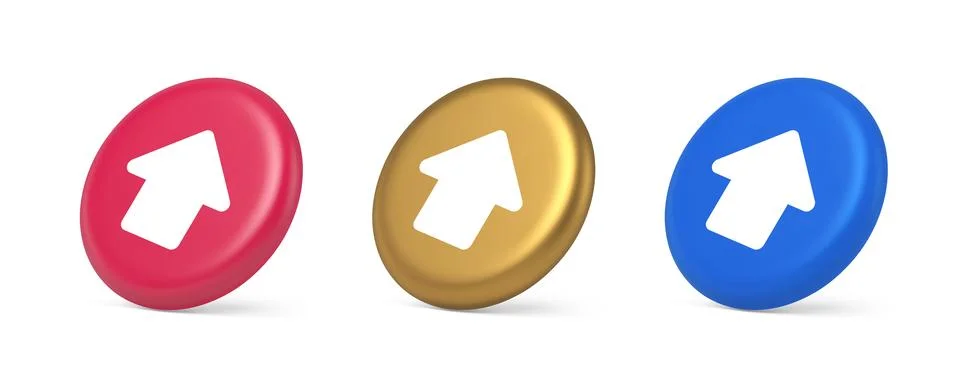 Arrow up button directional pointer cyberspace cursor 3d realistic isometri.. Stock Illustration